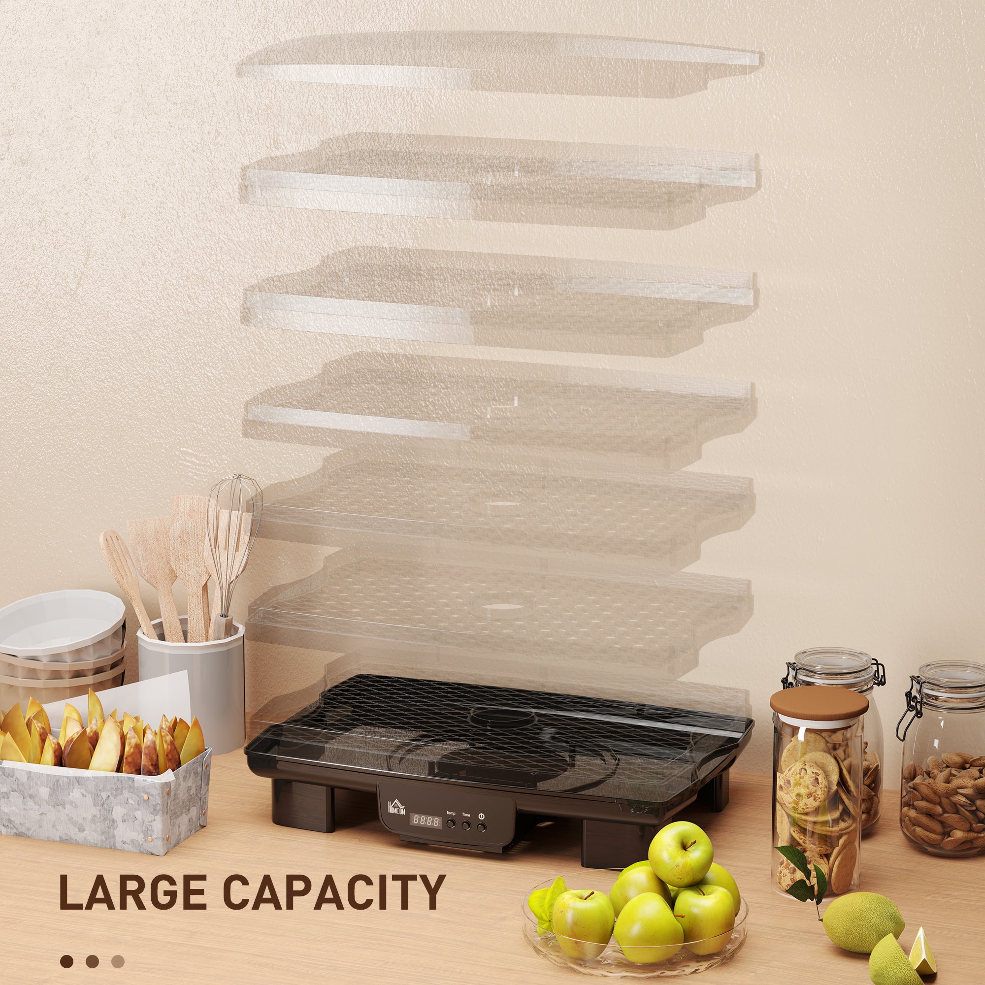 HOMCOM 40-70℃ Six-Tray Food Dehydrator - Black